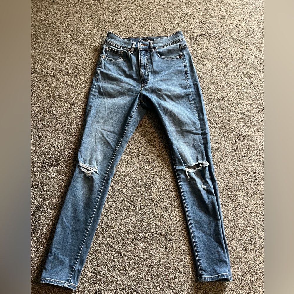 Express Denim Skinny Jeans with Ripped Knees